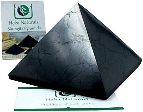 Heka Naturals Pyramid Pyramid Pyramid Crystal | 4 אינץ ' - שולחן שולחן אבן שונגיט לבית או למשרד - אבני צ'אקרה,